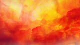 Fototapeta Desenie - red orange and yellow background watercolor painted texture grunge abstract hot sunrise or burning fire colors illustration colorful banner or website header design