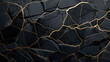 Black Kintsugi Marble Texture. Generative AI