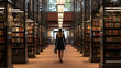 Law Library Legacy: Visualize an advocate immersed in legal research amidst towering shelves of law books, conveying a sense of wisdom and erudition