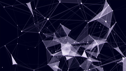 Leinwandbilder - Blue network connection structure with glitch effect. Science background. Abstract digital background. Big data visualization. Vector illustration.