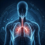 Fototapeta  - Human abstract lungs x-ray. Respiratory system health concept. ai generative