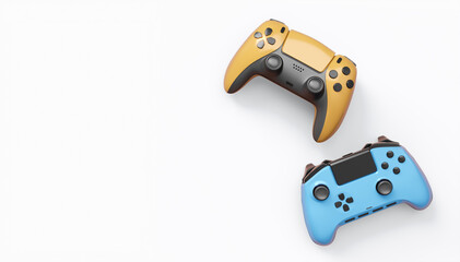 Canvas Print - Realistic colorful video game joysticks or gamepads with color buttons on white