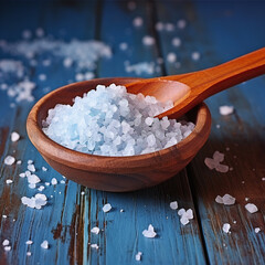 sea salt in a wooden spoon