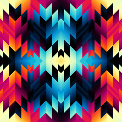 Aufkleber - Colorful Aztec Fabric, Wallpaper and Home Decor. Abstract seamless tileable pattern. Triangles aztec background. Vector image.