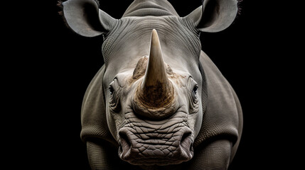 Wall Mural - African white Rhinoceros or Rhino or Ceratotherium simum also Square lipped Rhinoceros generative ai