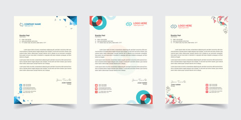  Corporate modern letterhead design template with yellow, blue, green and red color. creative modern letter head design template for your project. letterhead,  Business letterhead Template, Newsletter