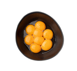 Egg Yolks in Bowl, Fresh Chicken Egg Yolk Separated from Whites for Cooking Recipe, Organic Yolks Top View