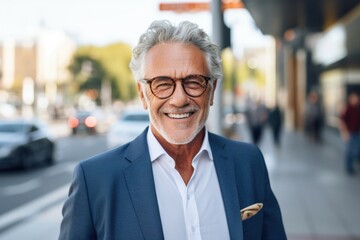 Wall Mural - Portrait of a happy senior businessman in the city