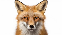 Red Fox Face Isolated On White Background. Generative Ai