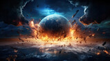 Giant meteorite impacts on earth, asteroid in collision with earth, comet crash, earth destruction