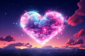 abstract heart in the sky with clouds. background with selective focus and copy space