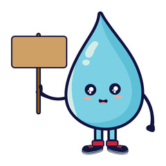 Wall Mural - water day character with signboard