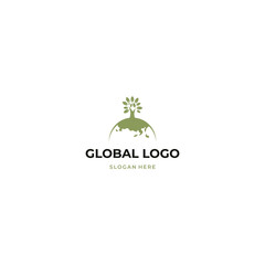Wall Mural - global green leaf logo design nature concept