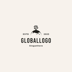 Wall Mural - global green leaf logo design retro hipster vintage