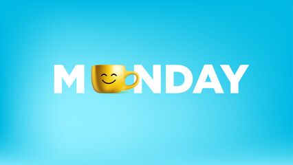 Blue Monday 3d cute soft  Illustration