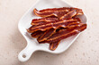 Turkey bacon cooked on a serving plate
