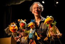 Puppeteer Performing With Puppets In The Theater Displaying One Of The Oldest Performing Arts