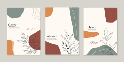 aesthetic book cover set. modern aesthetic illustrations. bohemian style collection of contemporary 