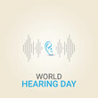 © vectdgnstock - World Hearing Day,Ear listening to music icon vector
