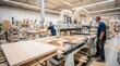 © sergio - Skilled craftsmen and automated machinery create high-quality furniture in a woodworking factory. Generative AI.