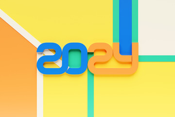 Sticker - Calendar header number 2024 on colorful  background. Happy new year 2024 colorful background.