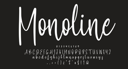 Wall Mural - Monoline Script font Best Alphabet Alphabet Brush Script Logotype Font lettering handwritten