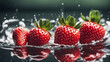 Strawberry in the water colour splash generated by AI