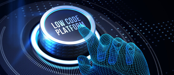 Low Code software development platform technology concept. 3d illustration