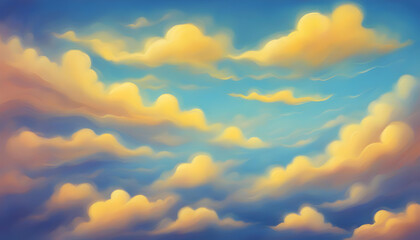 Wall Mural - hand painting blue yellow gradient sky background