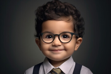 Wall Mural - A young boy is pictured wearing glasses and a tie. This image can be used to represent intelligence, education, or a formal occasion