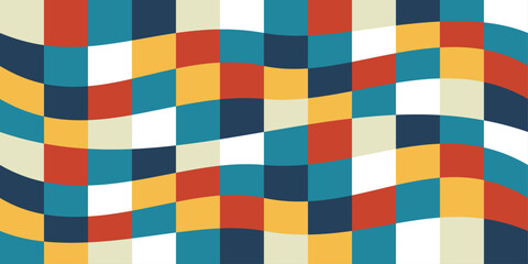 Poster - A wavy plaid of colored rectangles. For seamless surfaces, decoration, vector design, stylish interior, print, textiles, notebooks.