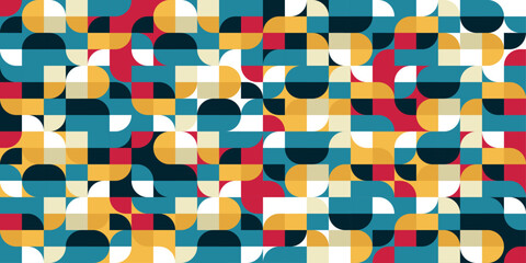 Poster - Geometry of round and angular shapes merging into the canvas.