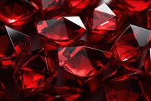 Red Diamonds On A Dark Background. 3d Render Illustration, Abstract Background Of Red Diamonds, AI Generated