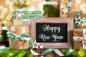 Text Happy New Year, Sustainable Winter Decor, Christmas Background