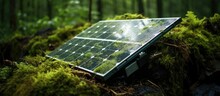 Old Solar Panel Covered In Moss
