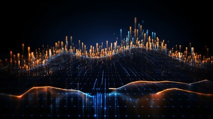 Wall Mural - dynamic data analytics: sorting information on dark background. big data visualization in futuristic