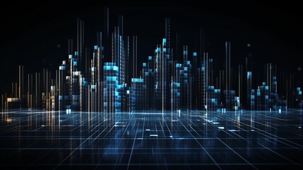 Wall Mural - dynamic data analytics: sorting information on dark background. big data visualization in futuristic