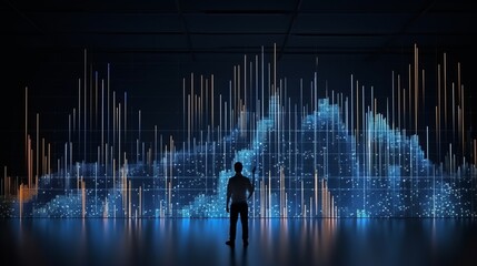 Wall Mural - dynamic data analytics: sorting information on dark background. big data visualization in futuristic