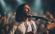 Jesus singing in concert. Christian worship concept. Generative AI