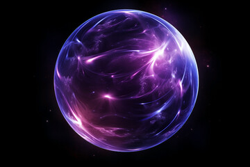 Wall Mural - planet violet abstract in dark space with dots of stars