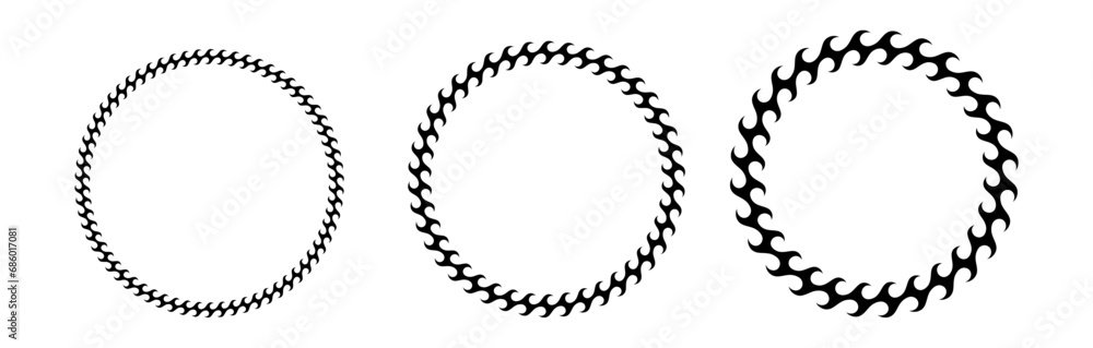 Double Waves Ornament Circle Round Frame Border Vector Background ...