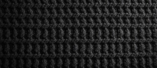 Realistic dark grey wool knit fabric with a monochrome knitted pattern.