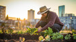 © Keitma - Indigenous native american person tending to a rooftop garden or community green space