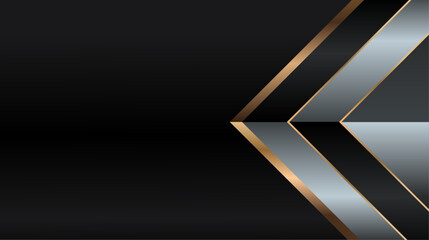 Fototapete - Premium 3d design with abstract golden lines pattern. Geometric triangle borders arrows on black background with copy space. Modern VIP card, fashion banner, luxury frame, formal invitation. 