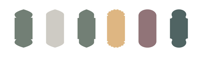 Islamic window boho colors shape. Arabic door shape. Islamic arhitecture elements of window and door