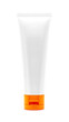 blank packaging white plastic tube with orange cap for cosmetic product design mock-up
