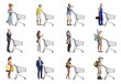 © stokkete - Collection of diverse people pushing a shopping cart