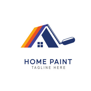 Home logo with color painting style and business card design template Premium Vector