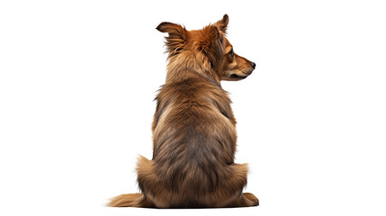 Sitting dog back view. Isolated on Transparent background.