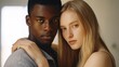 © iuricazac - Bonding in love, a diverse couple expresses affection in their home.